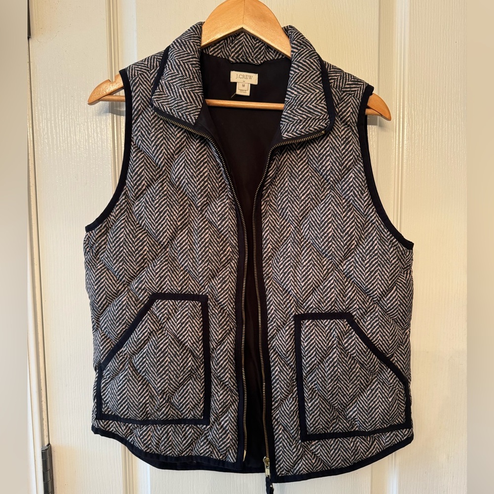 Patterned J. Crew Puffer Vest